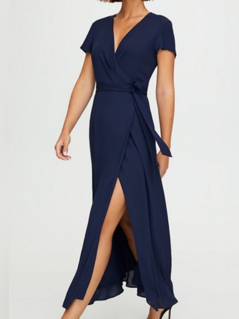 Aritizia Babaton Navy Blue Wrap Dress size Small